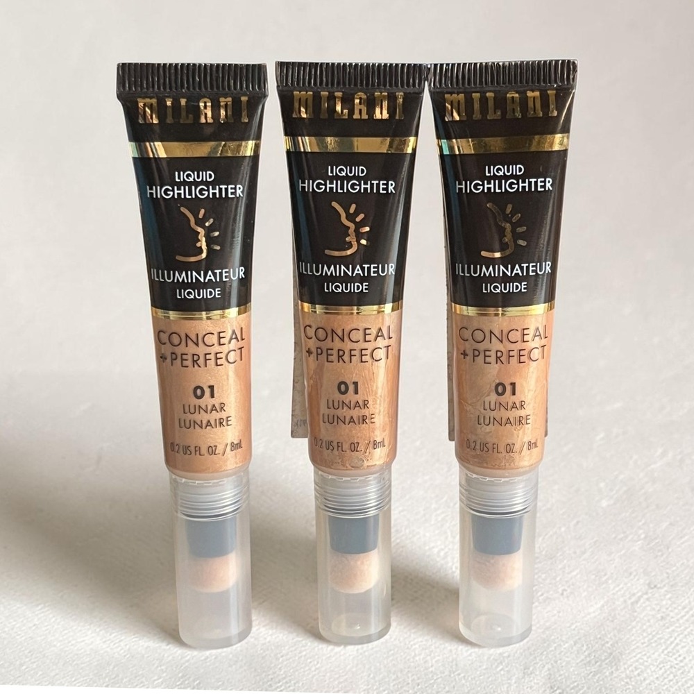 Milani Conceal + Perfect Liquid Highlighter 0.2oz 01 Lunar Buildable Pearl 3Pk